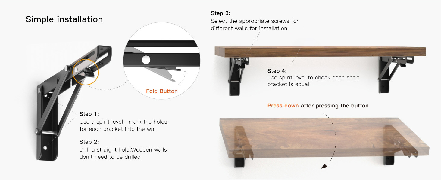 Folding Shelf Brackets-2 Pack