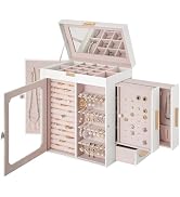 HOOBRO Jewelry Box with Mirror, Travel Jewelry Organizer with Glass Window, Jewelry Storage Case,...