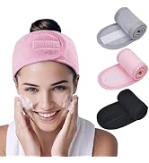 HFZRZFH 3 Pack Velcro Headband for Washing Face, Terry Cloth Spa Headbands for Women - Soft Adjus...