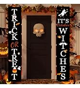 DAZONGE Halloween Decorations, Trick or Treat & It's October Witches Porch Banners for Halloween ...