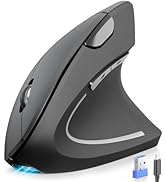 TECKNET Ergonomic Mouse, Rechargeable 2.4G+Bluetooth Vertical Mice 6 DPI Adjustable, Wireless Opt...