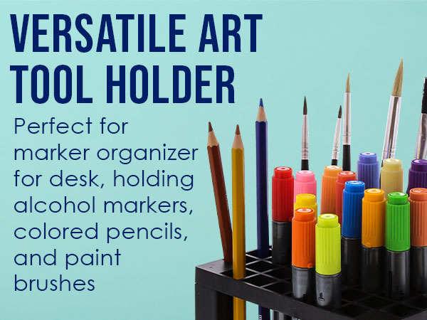 60-slot art tool holder organizes markers, brushes, pencils for artists, crafters, and students