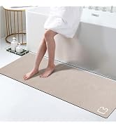 RUERYA Taupe Diatomaceous Earth Bath Mat 15.7" x 47.2" Extra Long Bathtub Mat Super Absorbent Non...