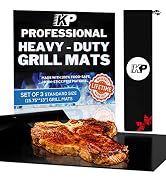 KITCHEN PERFECTION 3 Magical BBQ Grill Mats for Gas Grill - Heavy Duty Extreme Heat Resistant 600...