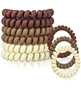 FIRSTPELLA 6 PCS Spiral Hair Ties for Women Girls - Cute Gradient Matte Hair Coils Waterproof Pon...