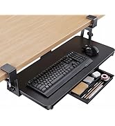 HUANUO Large Under Desk Keyboard Tray with Sturdy C-Clamp Mount, 26 (30.16" Including Clamps) x 1...