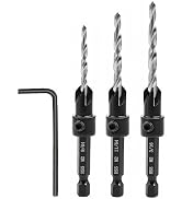 AIMLENTOOL Countersink Drill Bit Set, 3 PCS Tapered Drill Bits, Countersink Set with 1/4" Hex Sha...