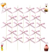 100PCS Pink Bow Cocktail Picks with Pearl Top – Valentine’s Day Bamboo Toothpicks, Fancy Skewers ...