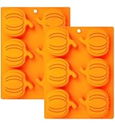 Fchil Pumpkin Molds Silicone, Set of 2, 12-Cavity Halloween Pumpkin Cake Pan for Baking Soap Ice ...