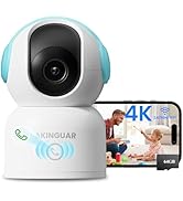 AKINGUAR 4K Indoor Security Camera with 64GB Memory Card, 5GHz/2.4GHz WiFi Camera, 360° Pan/Tilt ...