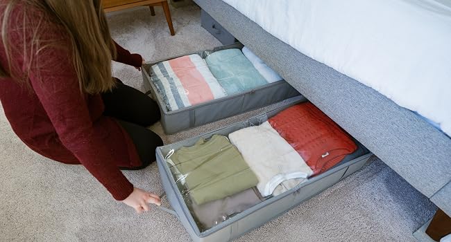 bed storage underbed clothes under organizers and container the bins