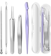 TsMADDTs Pimple Popper Tool Kit, 6 Pcs Blackhead Remover Tools for Face and Nose, Ingrown Hair Re...