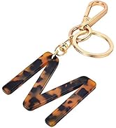 Junyuerly Letter Key Chains Accessories for Women and Girls, Gold Initial Key Ring Acetate Leopar...
