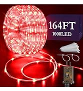 KNONEW 164FT 1000LED Rope Lights for Outside,Outdoor String Lights Waterproof 8 Modes Clear Tube ...
