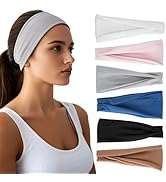 Headbands for Women - 6 Pack Wide Elastic Hair Bands | Stretchy Sweatbands Hair Bands | Soft Spor...