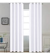 Yakamok Pure White Curtains 84 inch Long, 50% Light Blocking Gormmet Drapes for Living Room, 2 ti...
