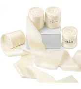 Cream Silk Ribbon 1 1/2" x 20 Yard Frayed Edge Ivory Satin Ribbon for Flower Bouquet Gift Wrappin...