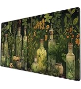 Green Enchanted Apothecary Desk Mat - Large Mouse Pad Mystical Herb Jars with Vines- Gothic Alche...