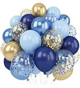 Navy Blue Gold Balloon, 60 Packs 12 Inch Metallic Blue and Macaron Blue Balloons with Metallic Go...