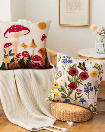 Embroidered Throw Pillow Covers