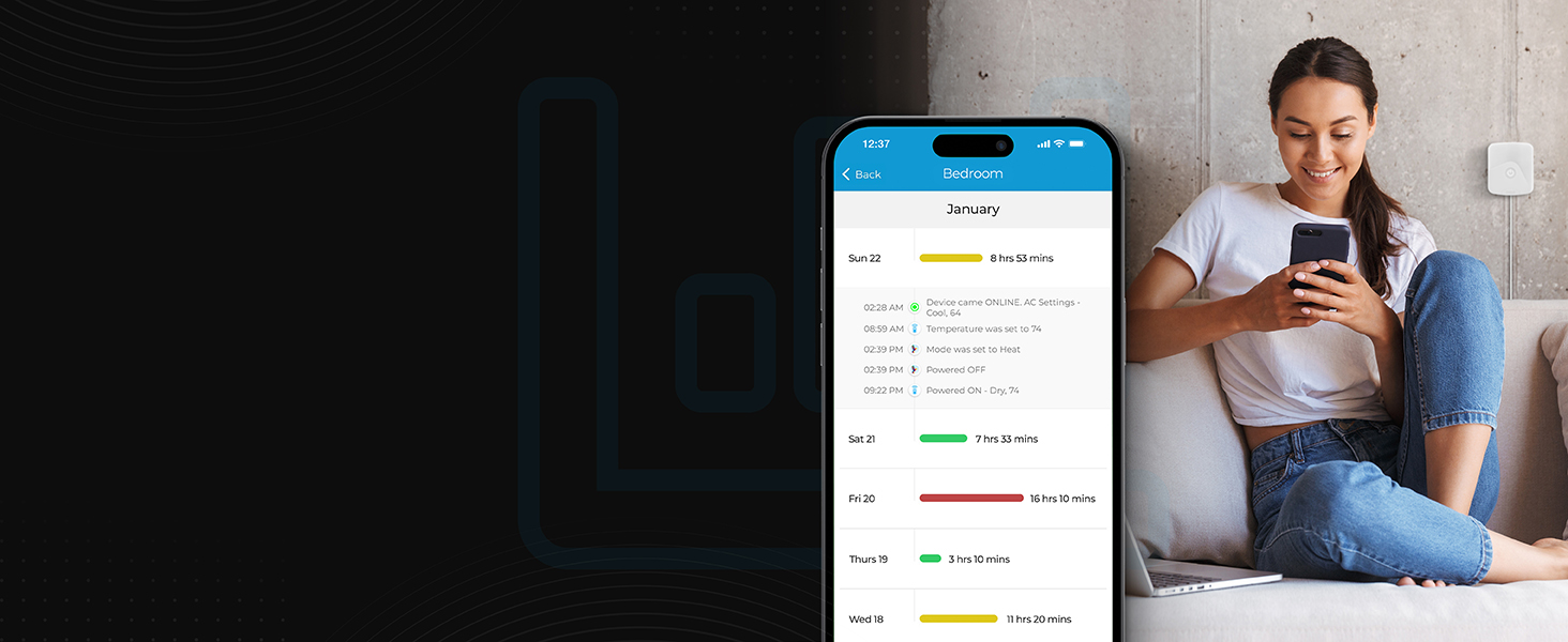 See how often your AC has run and for long by monitoring usage history with Cielo Breez Eco