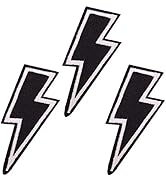 U-Sky Sew or Iron on Patches, 3pcs Lightning Iron Patches for Clothing, Black Embroidery Patches ...