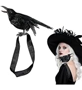 Wowagoga Halloween Realistic Crow Black Feather Crow Statue Shoulder Strap Style Halloween Party ...