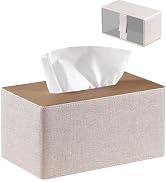 PUSU Plus Rectangular PU Leather Tissue Box Cover with Buckle Bottom - Modern Facial Tissue Dispe...