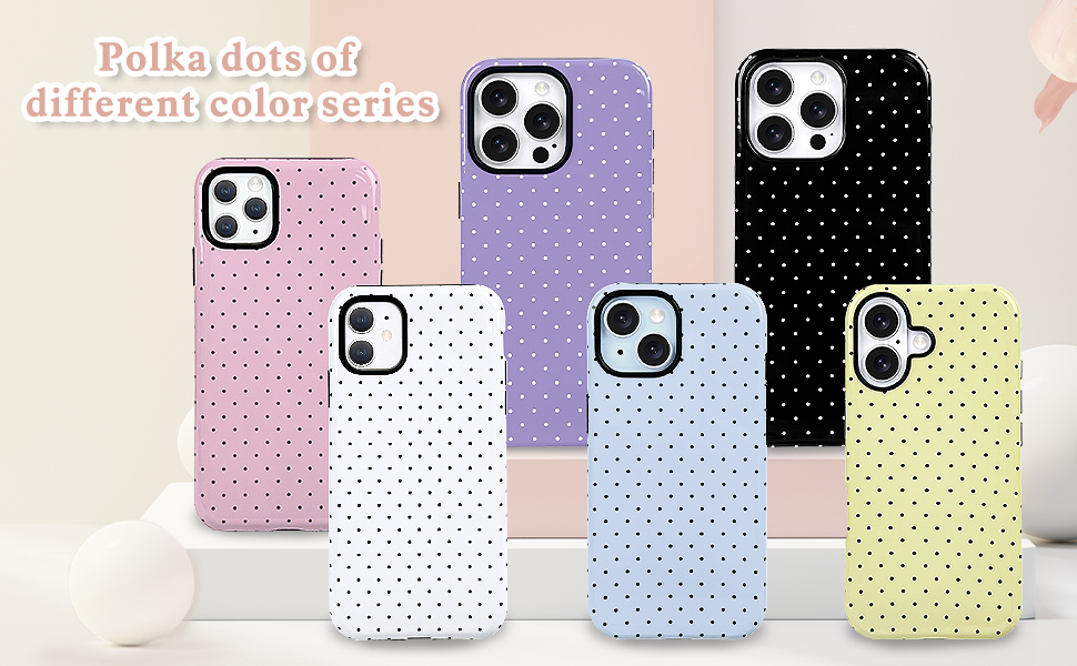 Lovmooful Compatible for iPhone Case Cute Aesthetics Polka Dot with Bright Design for Girls Women