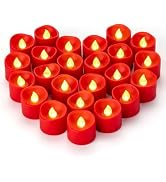 Yakpo 24 Pack LED Red Tea Light Battery Operated, Flameless Flickering Red Votive Candles Electri...