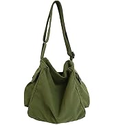 KlaOYer Canvas Messenger Bag Large Hobo Bag School Crossbody Shoulder Bag Tote Bag with Pocket fo...
