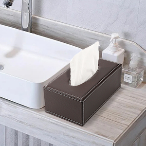 KINGFOM Rectangular PU Leather Facial Tissue Box