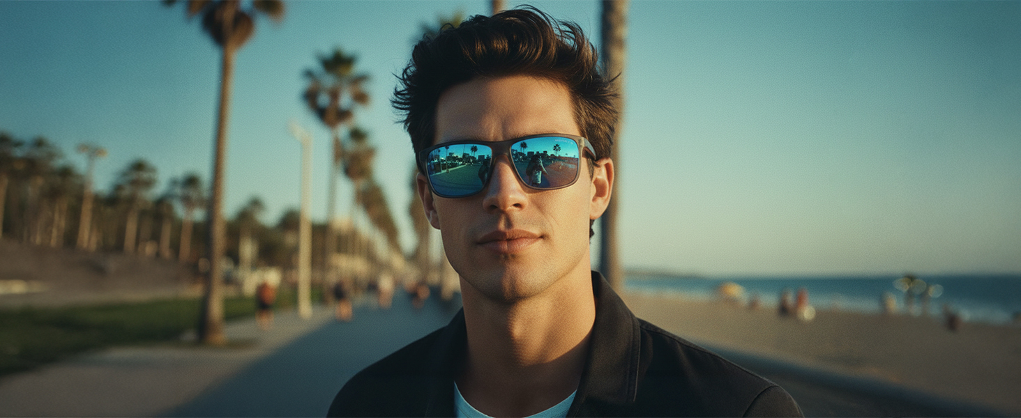 MERRYS Rectangular Polarized Sports Sunglasses for Men Cycling Driving Fishing UV400 S8225