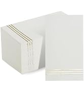 Stylish White and Gold Napkins - 100 Disposable Gold Paper Dinner Napkins for Bridal Shower or We...