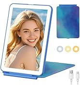 FUNTOUCH Rechargeable Travel Makeup Mirror with Light, 2000mAh Portable Makeup Mirror with 3-Colo...