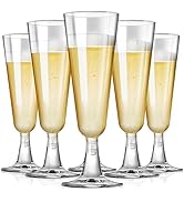 SUREHOME Plastic Champagne Flutes Disposable Champagne Glasses 20 Pack 5.5 Oz Clear Plastic Mimos...