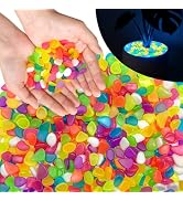 PoYang 500pcs Glow in The Dark Rocks Outdoor - Multicolor Resin Glowing Pebbles for Landscaping, ...