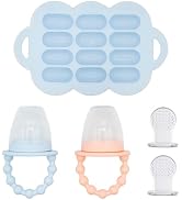 WeeSprout Silicone Baby Food Feeders + Freezer Tray for Batch Prep, Set of 2, Introduce New Foods...