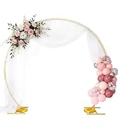 EMART Round Backdrop Stand 8FT Gold Wedding Arch Metal Circle Balloon Arch Stand with Base, 2 Wat...