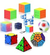 Vdealen 11 Pack Speed Cube Set Puzzle Cube Bundle Fidget Ball 2x2 3x3 4x4 Pyramid Dodecahedron Sk...