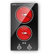 VBGK Electric Cooktop,110V 2100W Electric Stove Top with Knob Control,9 Power Levels, Kids Lock &...