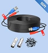 ANLINK 50FT/15M All-in-One Video Power Cable, Premade BNC Video Power Cable Extension Wire for CC...