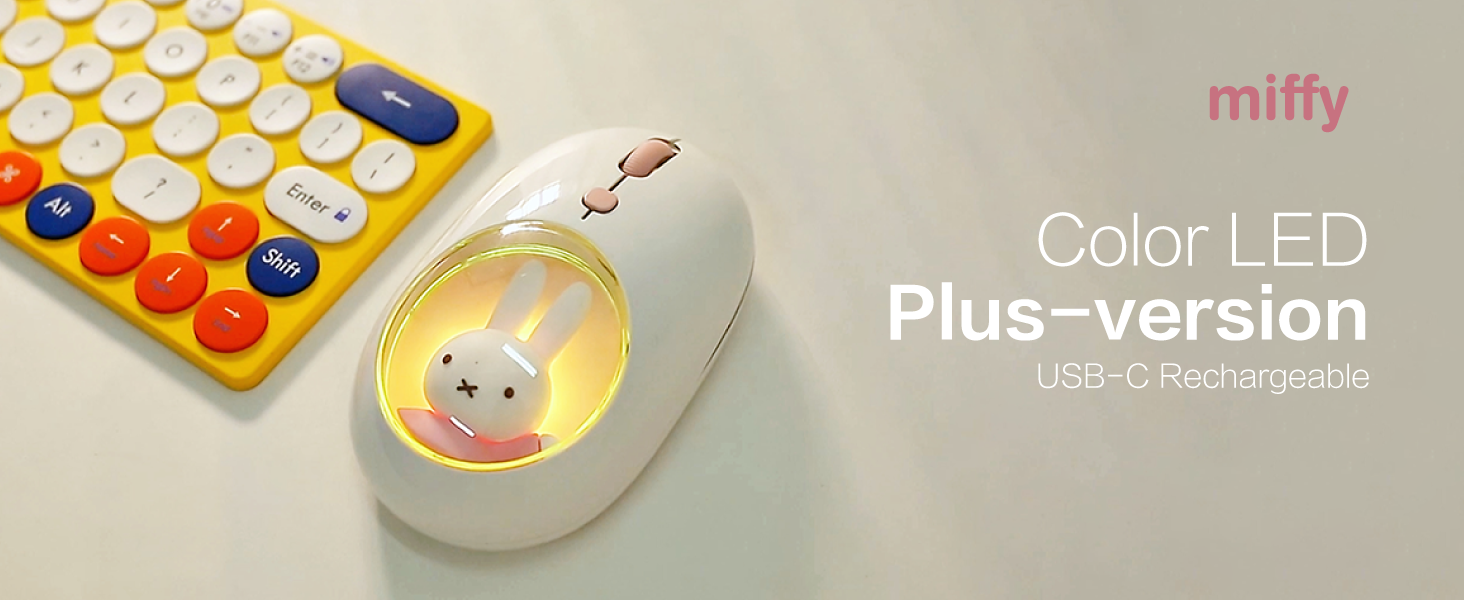 Miffy wireless Dual Mode Mouse Bluetooth Rechargable LED Plus-Version