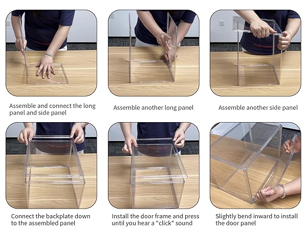 Installation steps for acrylic box with doors