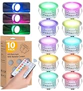 10PCS Low Voltage Recessed RGB Deck Lamp f42mm with Remote Control, LED Deck Lights Kit IP67 Wate...