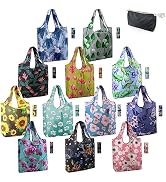 BeeGreen 12 Packs Flower Reusable Grocery Bags Reusable Tote Bags Extra Large 50LBS Cute Floral D...