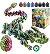 3D Printed Dragon Eggs with Dragon Inside, Articulated Dragons Toy with Eyes, Mystery Crystal Fid...