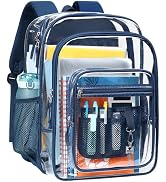 PACKISM Clear Backpack for School - 18 Inch Extra Large Heavy Duty Clear Bookbag for Boys, See Th...