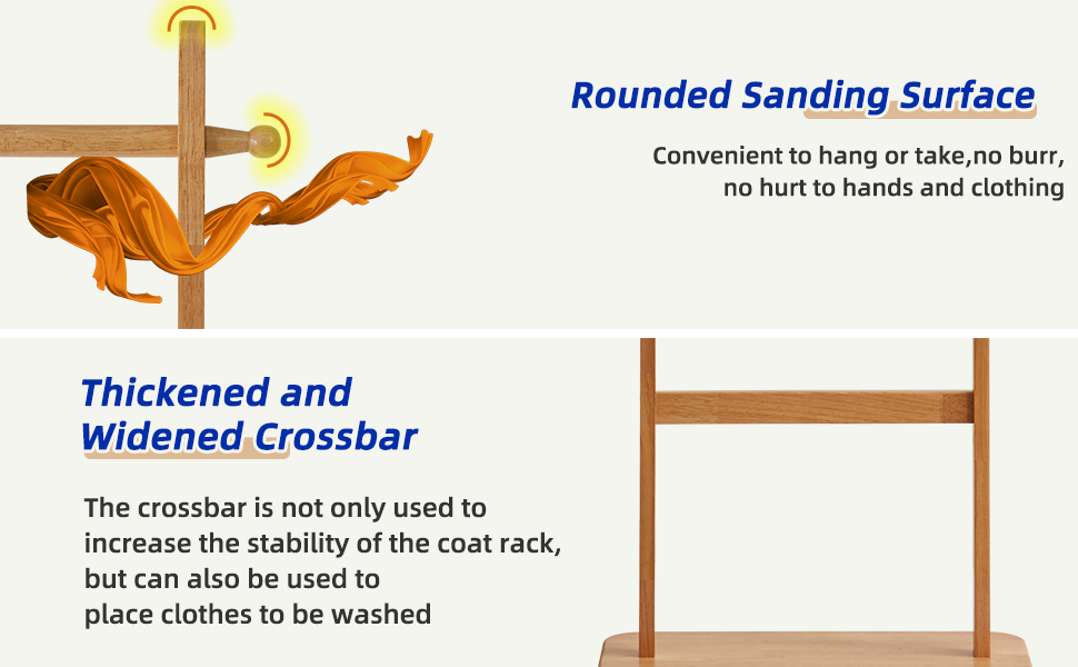 Coat rack stand with sanding surface and thickened wood material