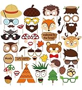 Kristin Paradise 44Pcs Woodland Animals Photo Booth Props with Stick, Forest Friends Selfie Props...